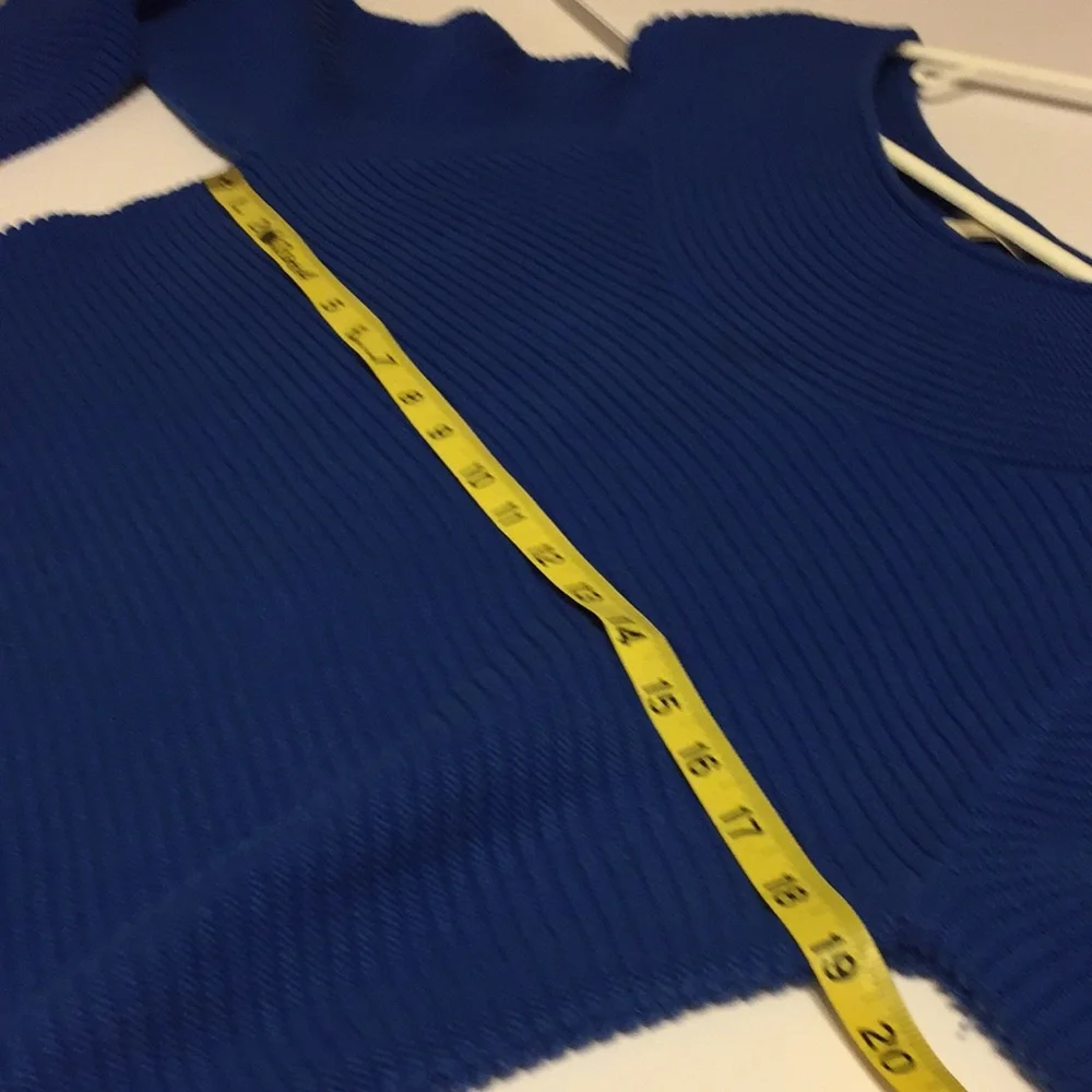 Talbots Factory Blue Rib Knit 100% Cotton Sweater Size Medium
